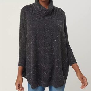 LOFT Flecked Shirttail Poncho Sweater